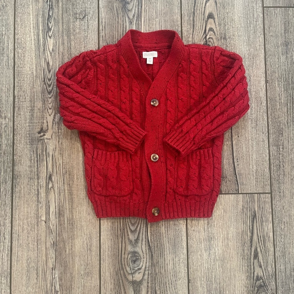 Gymboree Girls Red Cable‑Knit Button‑Front Cardigan Size 3T-Holiday